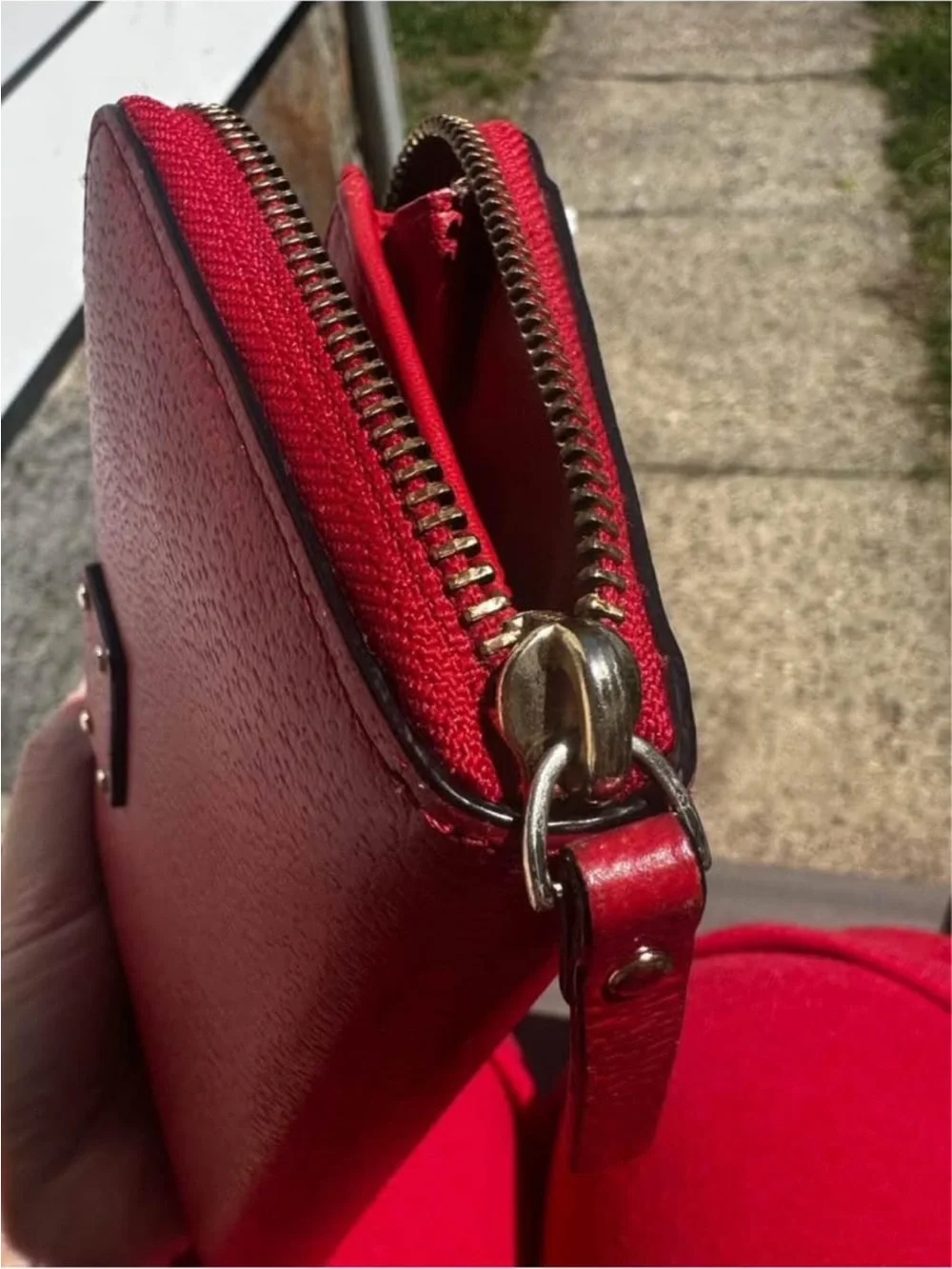 Lk New Kate Spade Wallet Red gold Wallet large zip red gold wallet gold hardware